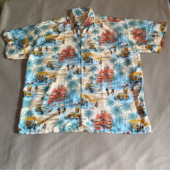 Rima We Be Jammin’ Surfin’ Caribbean Camp Shirt Men’s Size 2XL/3XL - Picture 1 of 12